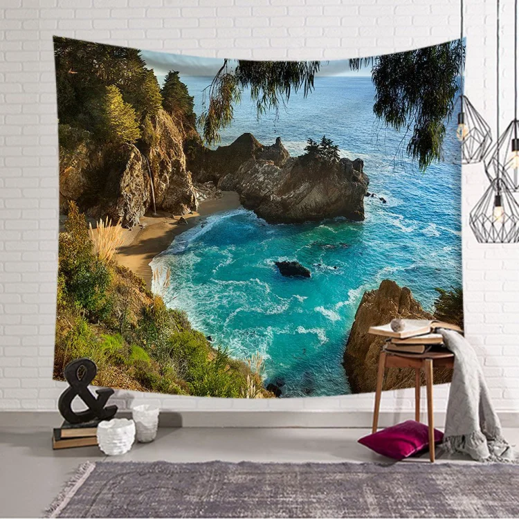 Настенный морской пейзаж Природа Гобелен риф Пейзаж Настенный Гобелен из ткани 200x150 Большой Настенный Ковер Декор одеяло пляжное полотенце