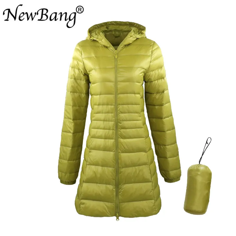 NewBang 8XL Ladies Long Warm Down Coat With Portable Storage Bag Women Ultra Light Down Jacket Women's Overcoats Hip Length