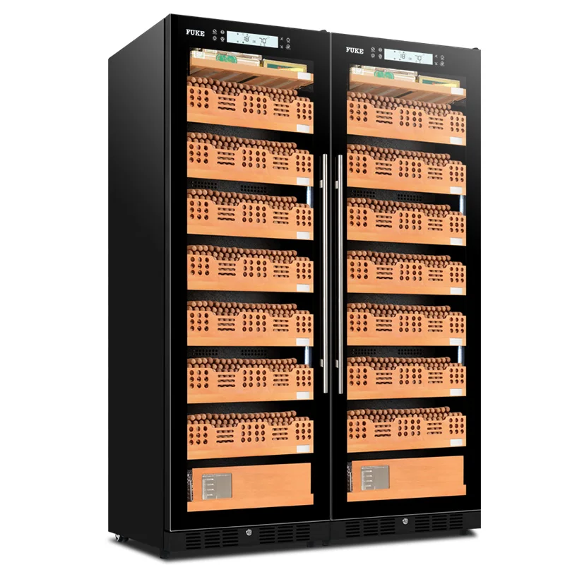 FUKE cigar светодиодные лампы для шкафа humidor дисплей большой деревянный из испанского кедра роскошный кулер для сигар FK-660C