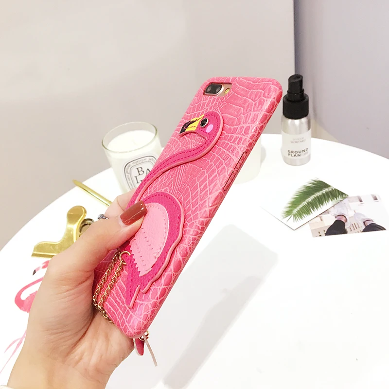 Cute Phone Case For iPhone 7 8 Plus For iPhone X Cover Flamingo Metallic leather TPU Cases Fashion Back Cover Cc (8)