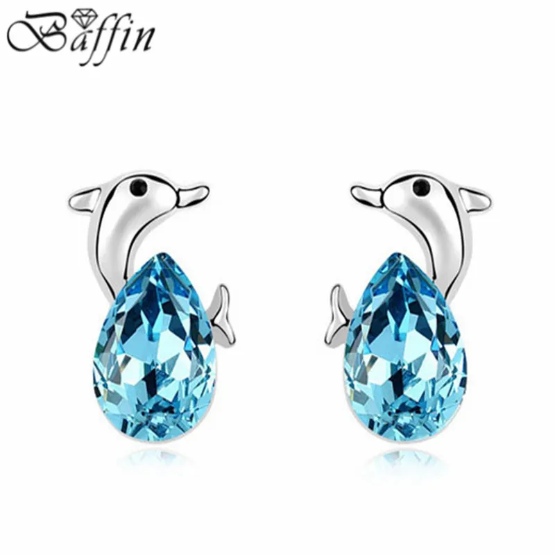 Высококачественные серьги-гвоздики с каплевидными кристаллами Swarovski от Swarovski, милые ювелирные изделия для женщин и детей