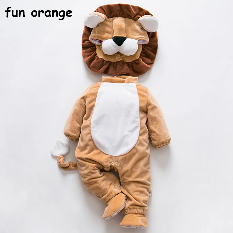 Забавная оранжевая детская одежда для новорожденных, милый утепленный комбинезон для мальчиков и девочек, зимний комбинезон из овечьей шерсти - Цвет: Многоцветный