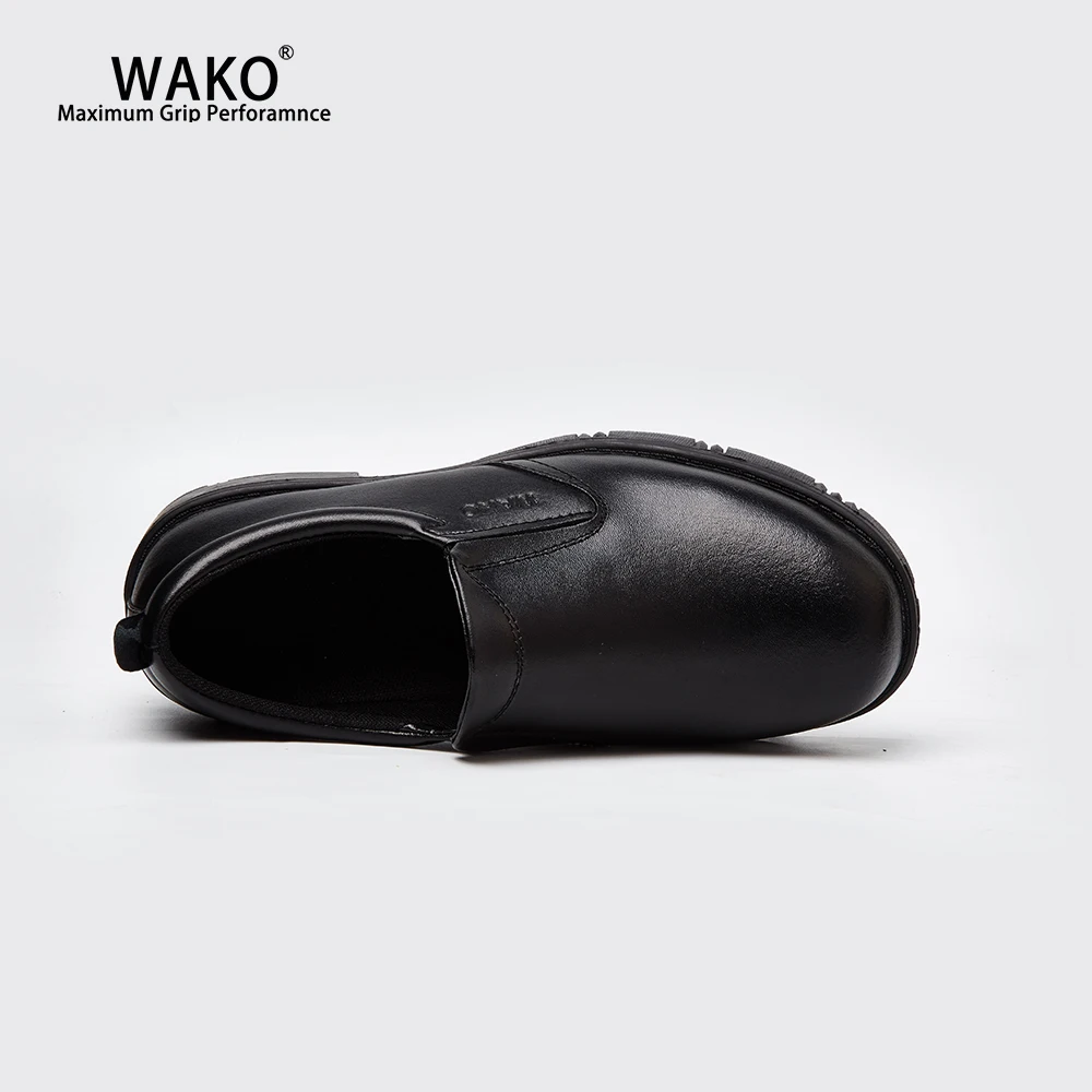 WAKO Chef Shoes Men Anti-Skid Non-Slip Kitchen Cook Work Shoes Black Leather Shoes For Hotel Restaurant Hospital Factory 9802 WAKO Chef Shoes Men Anti-Skid Non-Slip Kitchen Cook Work Shoes Black Leather Shoes For Hotel Restaurant Hospital Factory 9802