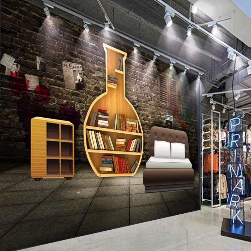 العرف صور خلفيات 3d ستيريو مكتبة مكتبة خزانة دراسة الرجعية مخطط جدار خلفية جدارية جدار خلفية