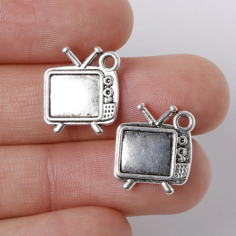 

Top Quality 10pcs 13*15mm Zinc Alloy Antique Silver Plated Television Charms Pendants Jewelry Findings For Necklace Braclets