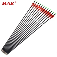 500 углеродная стрела для позвоночника 2" /30" в длину со сменными наконечниками стрелы и регулируемыми ноками для соединения/изогнутого лука для стрельбы из лука