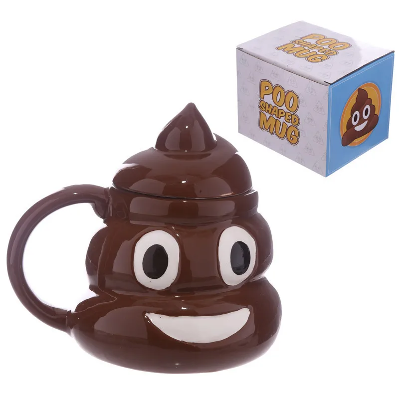 VILEAD забавная керамическая 3D кружка Poo, мультяшная улыбка, кофейная молочная какашка, кружка для воды с ручкой, крышка для чая, чашка для офиса, посуда для напитков