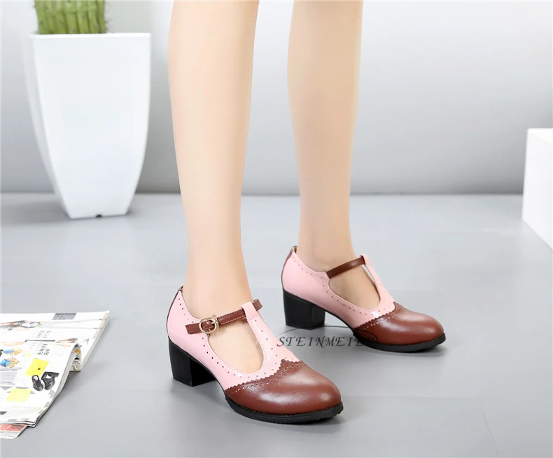 Летние туфли-оксфорды из натуральной кожи; женская обувь больших размеров; 9,5 женские туфли-оксфорды ручной работы с круглым носком; цвет розовый, черный, коричневый;