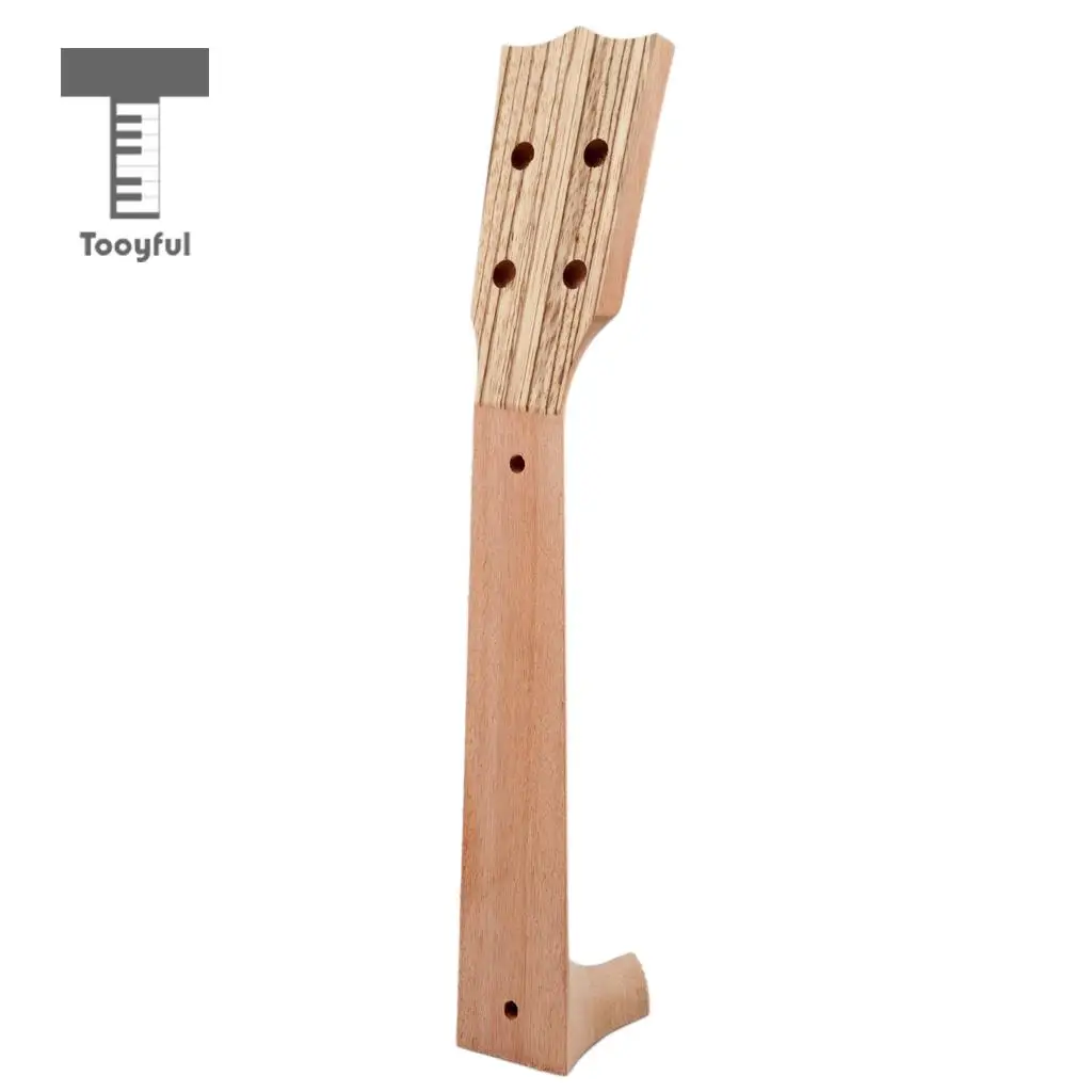 Tooyful Unfinished Zebrawood Ukulele 4 String Guitar Neck Headstock Musical Instrument Accessory