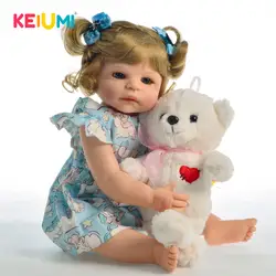 KEIUMI 22 ''очаровательны полный силиконовые Reborn Baby Doll девушка с золотыми завитками реалистичные принцесса игрушка Boneca для малыша Playmate