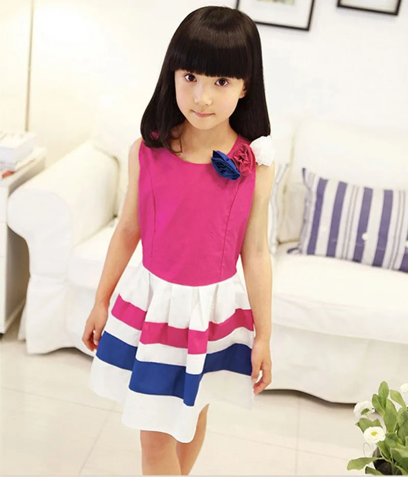 baby girls dress Fashion dress Splice Dimensional flowers Beautiful princess girl party dress vetement enfant fille robe vestido (22)