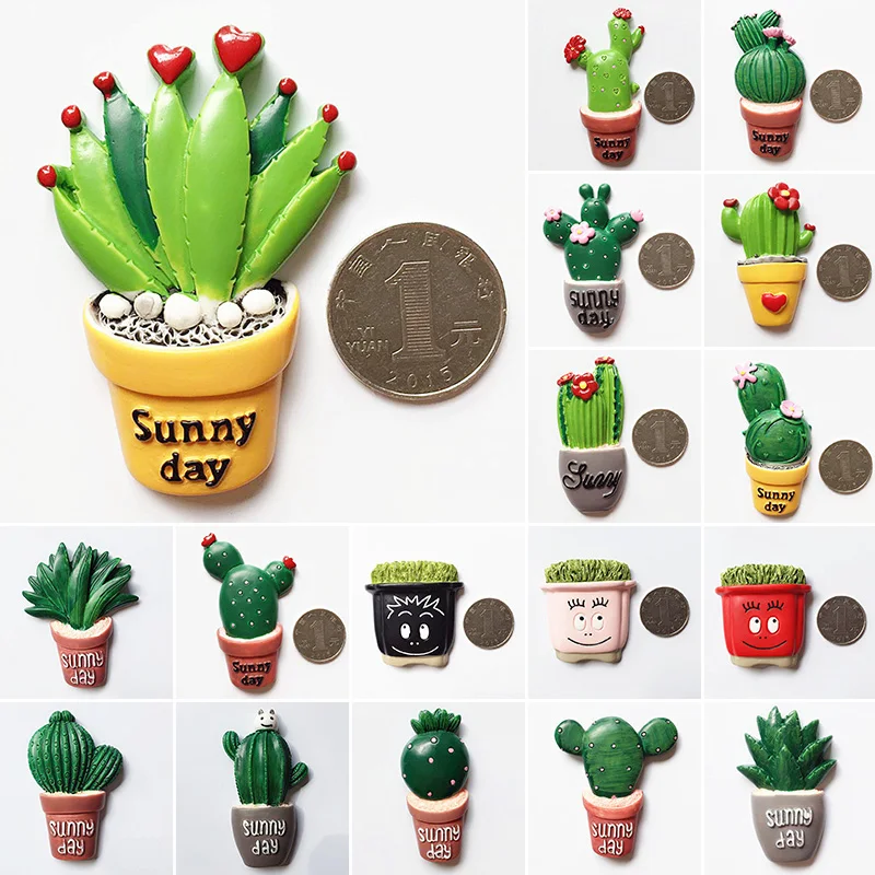 Plant Cactus Potted Shaped refrigerator Sticker DIY Accessories Mobile Phone magnetic paste | Дом и сад