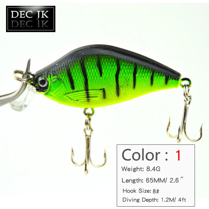 1PCS Fishing Lures 6.5CM-8.4G-8# Hooks Crankbait Wobbler Crankbaits Pesca Artificial Hard Bait Peche Pike 3D Eyes Fish Swimbait  (3)