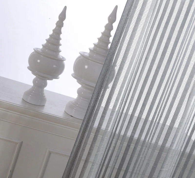 Современные Простые и благородные сетчатые ткани для штор серый полосатый фатин для гостиной спальни оконный экран балкон отвесный wp097-30