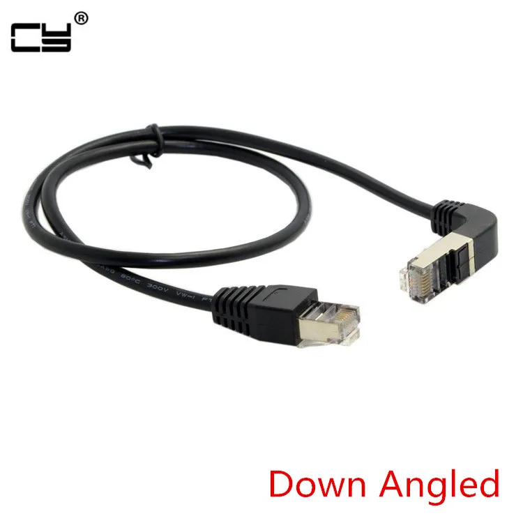 Gomito Angolato Cat5E 8P8C Stp Cat5 Cat 5E Rj45 Lan Ethernet Network Patch Cord To Straight Rj45 Cable 90 Angolato 50Cm 1M 2M 5M
