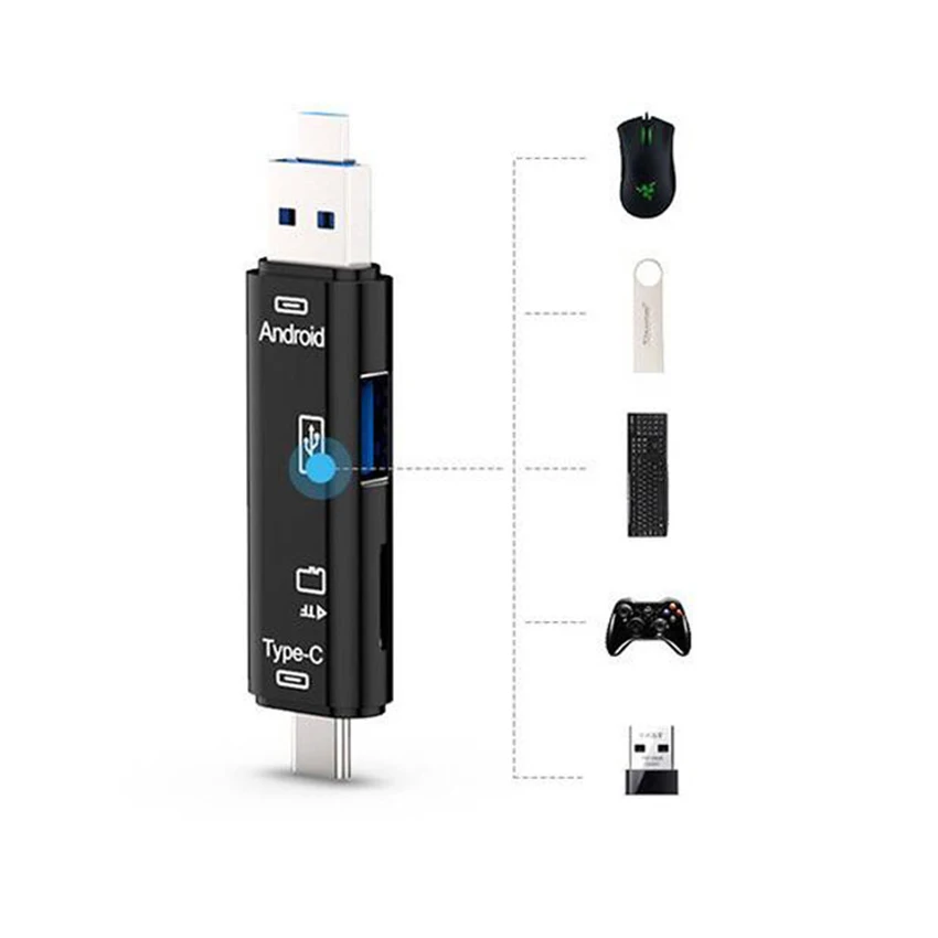 TOFOCO Мини OTG кард-ридер USB 2,0 Micro USB 2,0 3 в 1 к type C кард-ридер Micro-USB TF кард-ридер для MacBook PC