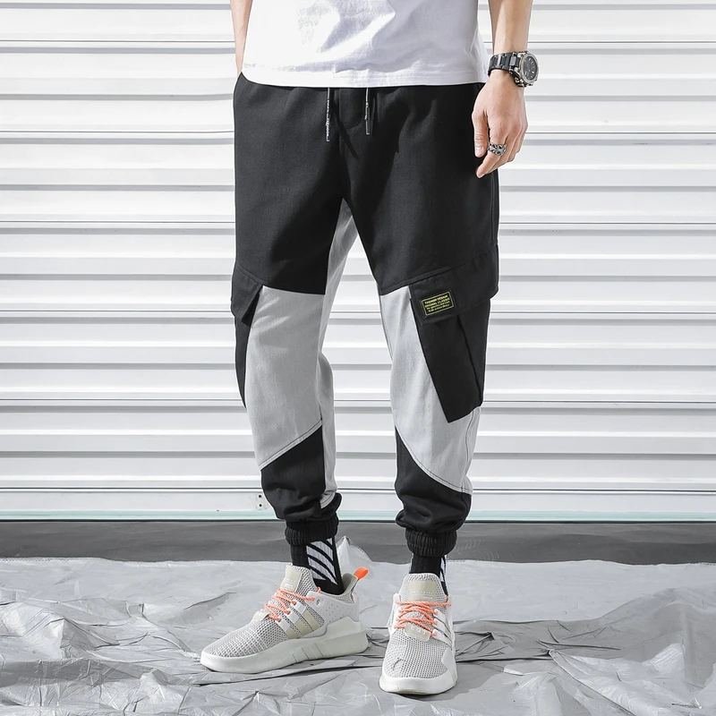 New Cargo Harem Pink Pants Mens Casual Joggers Baggy Trousers Harajuku Streetwear Hip Hop Pants Men Fashionable Sweatpants