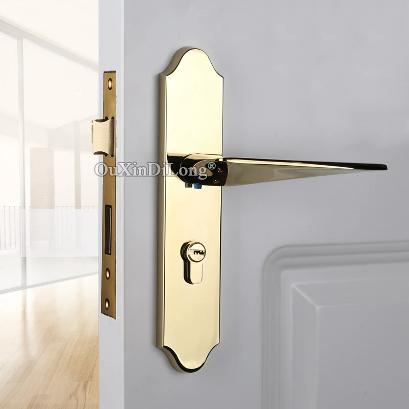  Top Quality European Mute Mortise Door Lock Set Copper Interior Entry Silent Door Lever Lock for Li - 33031029195