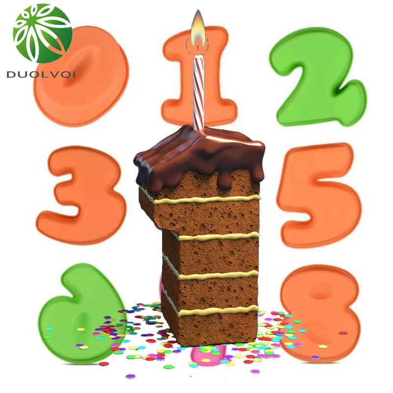

Duolvqi Number Shape Cake Mold For Birthday Food Grade Silicone Cake Mousse Dessert Cake Baking Pan
