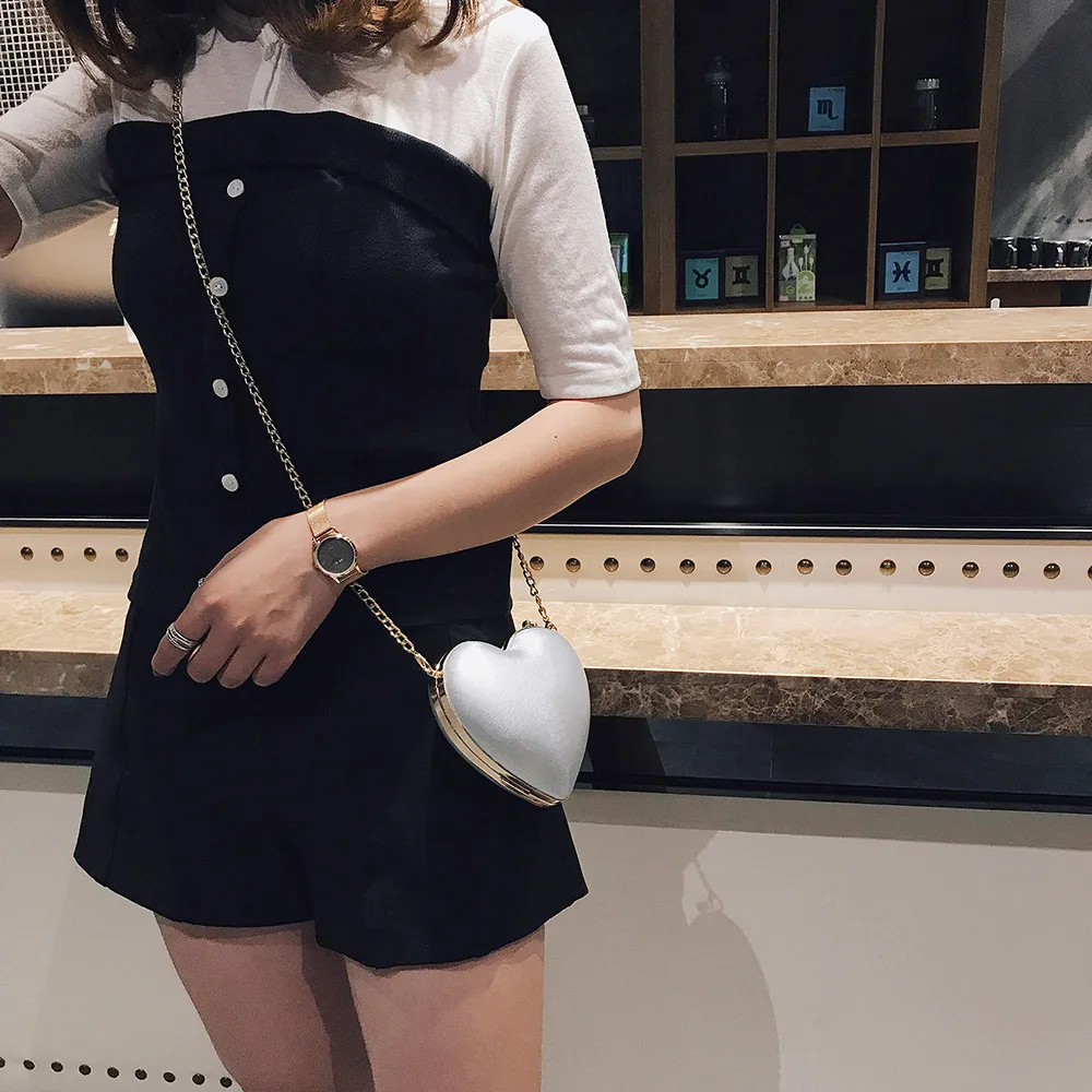 

2018 Fashion Small Bag Women Messenger Bags Soft PU Leather Heart-Shaped handbag For Women Clutches Bolsas Femininas Bolsa spt26