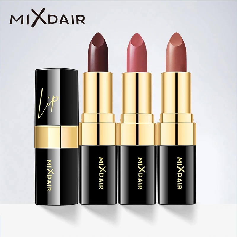 

MIXDAIR Lipstick Makeup 3 Colors in 1 Matte Lipstick Set Long Lasting Waterproof Lips Cosmetics Easy To Carry 3 Colors In Kit