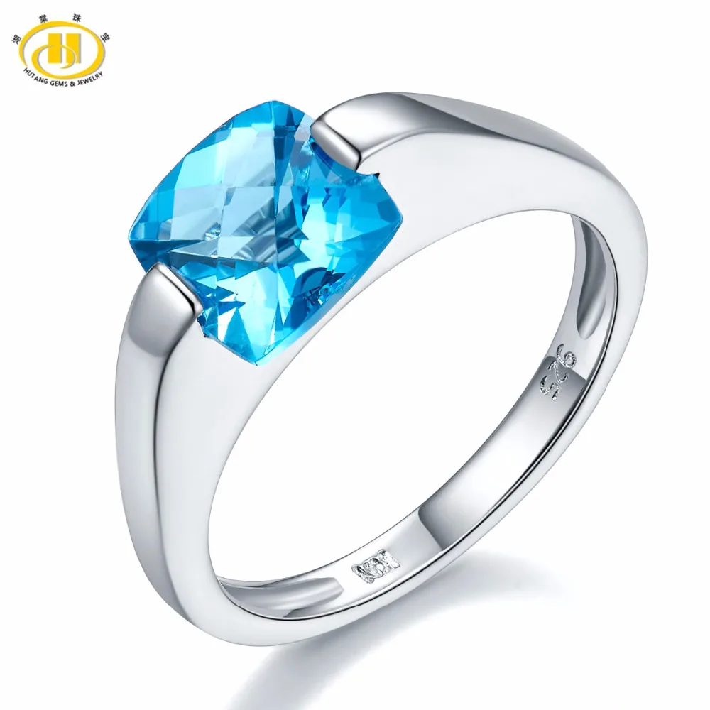 hutang gems jewelry 925 sterling silver genuine blue topaz wedding rings for women checkboard cut gemstone ring - Blue Topaz Wedding Rings hutang gems jewelry 925 sterling silver genuine blue topaz wedding rings for women checkboard cut gemstone ring - Blue Topaz Wedding Rings