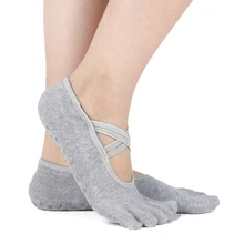 Женские носки для йоги, силиконовые Нескользящие ручки в горошек для пилатеса, чистый Барр, балетные танцевальные Тапочки, пять пальцев, носки для тренировки