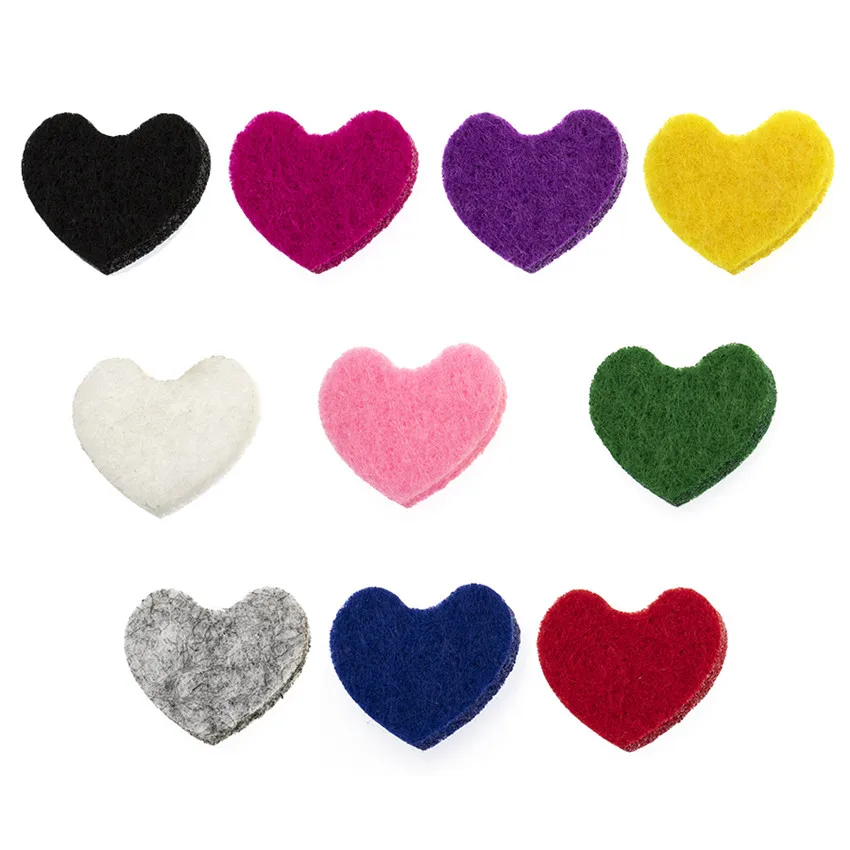 

50pcs/lot Heart Shape Mix Colors Aromatherapy Felt Pads Fit for Essential Oil Diffuser Locket