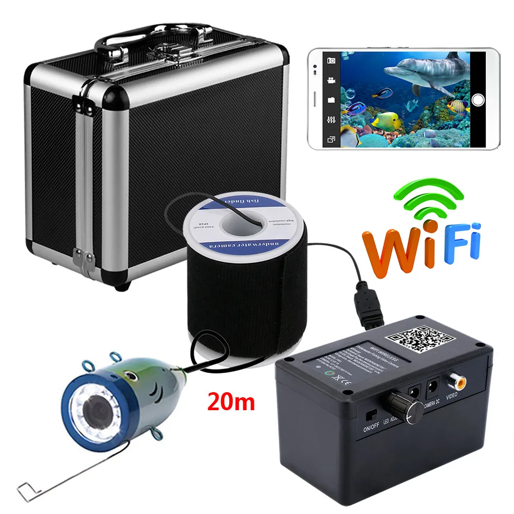 PDDHKK 7 дюймов подводный светодиодный камера ночного видения для рыбалки Wifi беспроводной визуальный рыболокатор с 6 шт. Белый светодиодный просмотр мобильного приложения