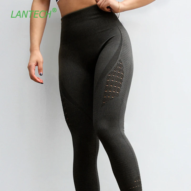 LANTECH Women Yoga Pants Sports Running Sportswear Stretchy Fitness Leggings Seamless Tummy Control Gym Compression Tights Pants