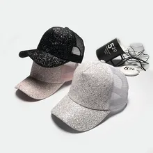 Новая летняя Женская бейсбольная кепка с блестками Модная молодежная дикая полая дышащая Солнцезащитная бейсболка