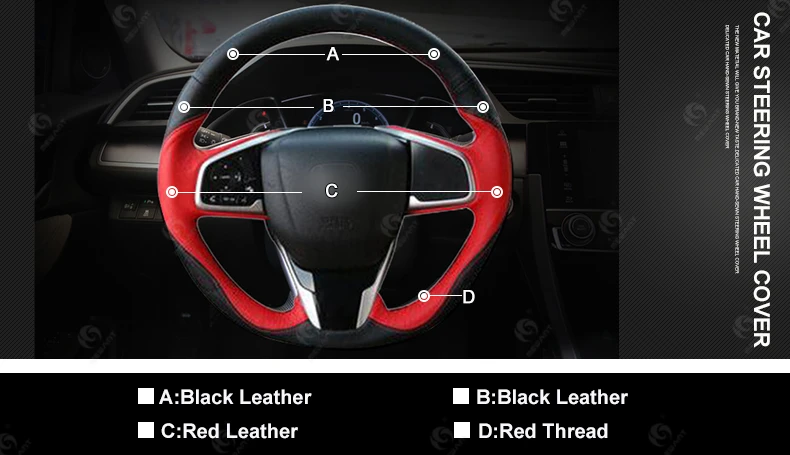 MEWANT черный, красный чехол из натуральной кожи для рулевого колеса автомобиля Honda Civic 10 CRV Accessories аксессуары
