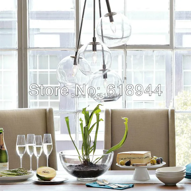 Single Head 4Heads Modern Brief Clear Glass Pendant Lights Hanging Lamp Round Dining Single Head 4Heads Modern Brief Clear Glass Pendant Lights Hanging Lamp Round Dining