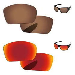 Огонь красный и медь коричневый 2 пары Поляризованные замена оптические стёкла для большой Тако солнцезащитные очки женщин рамки 100% UVA и UVB