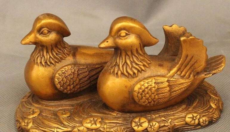 

Details about 6" Chinese Fengshui Bronze Happiness mandarin duck aix galericulata Bird Statue R0715 B0403