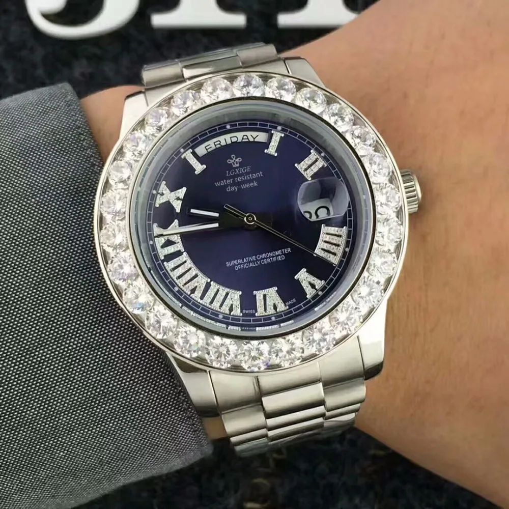 LGXIGE iced out часы Топ группа роскошные бриллианты часы для мужчин водонепроницаемый кристалл золотые часы Известный мужской часы montre homme