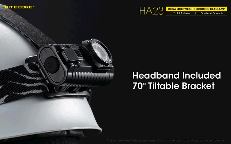 NITECORE HA23 CREE светодиодный налобный фонарь + 2x2450 mAh AA Ni-MH аккумуляторные батареи легкая прочная, поликарбонатная, сверхлегкая