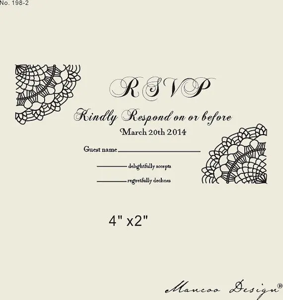 Custom Rsvp Rubber Stamp To Create Response Cards Lace Custom Rsvp Rubber Stamp To Create Response Cards Lace Wedding