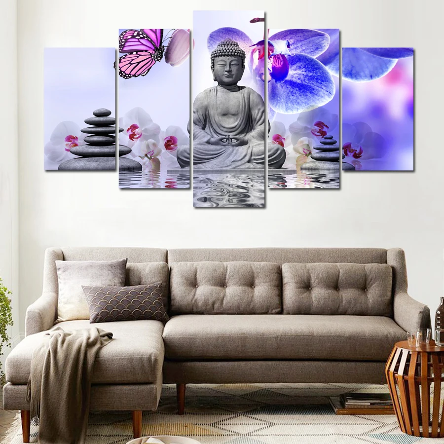 Full Square/Round Drill 5D DIY diamond painting 5pc Buddha Pictures mosaic Diamond Embroidery Wall Arts J0884 | Дом и сад