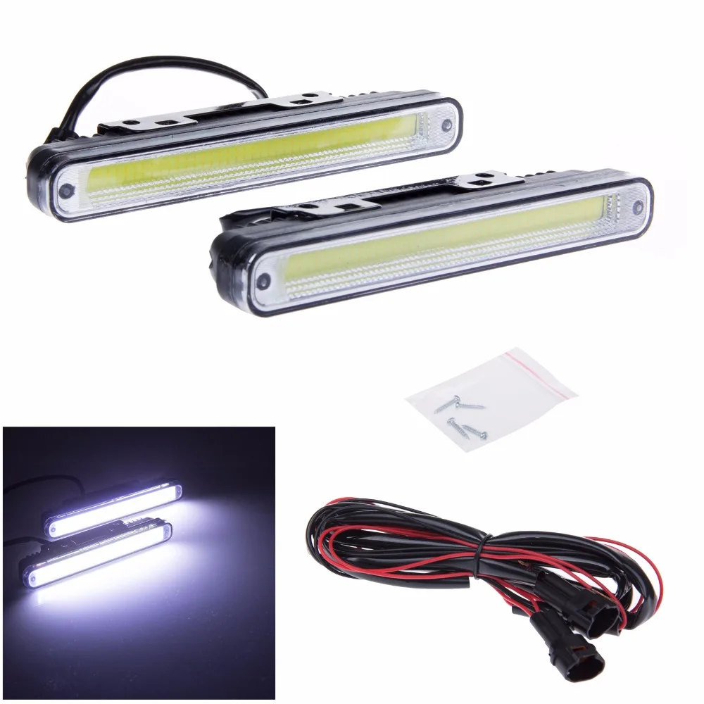 

1 Pair COB LED Daytime Running Light DRL Fog Driving Lamp for Universal Car Automobiles White 12V Waterproof