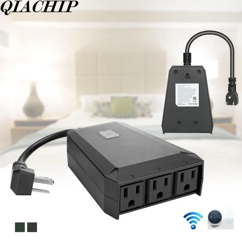 

QIACHIP Wi-Fi Wireless Outdoor Plug Indoor Socket For Home Smart Light LED Amazon Alexa voice Remote Control Outlet Switch DS30