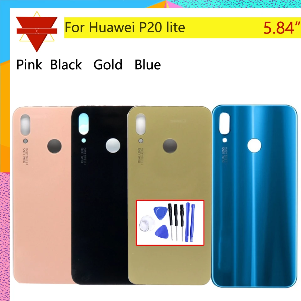 Задняя дверь корпус для Huawei P20 lite ANE AL00 TL00 LX1 LX2 задняя крышка батарея чехол 3D стекло