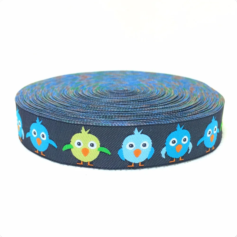 

2014 NEW wholesale 5/8 '(16 mmx10yards) Polyester Woven Jacquard Ribbon with sadly fat bird