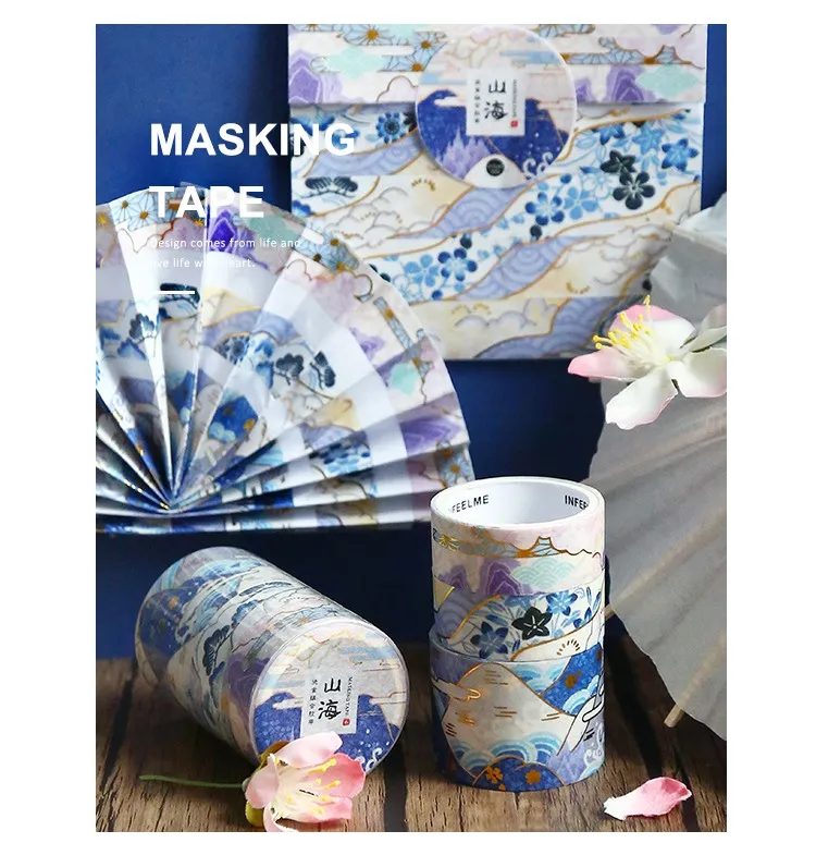 3 шт./партия Ретро Сакура золочение декоративный набор декоративного скотча Васи японские бумажные наклейки Скрапбукинг Клей мочалка стационарный