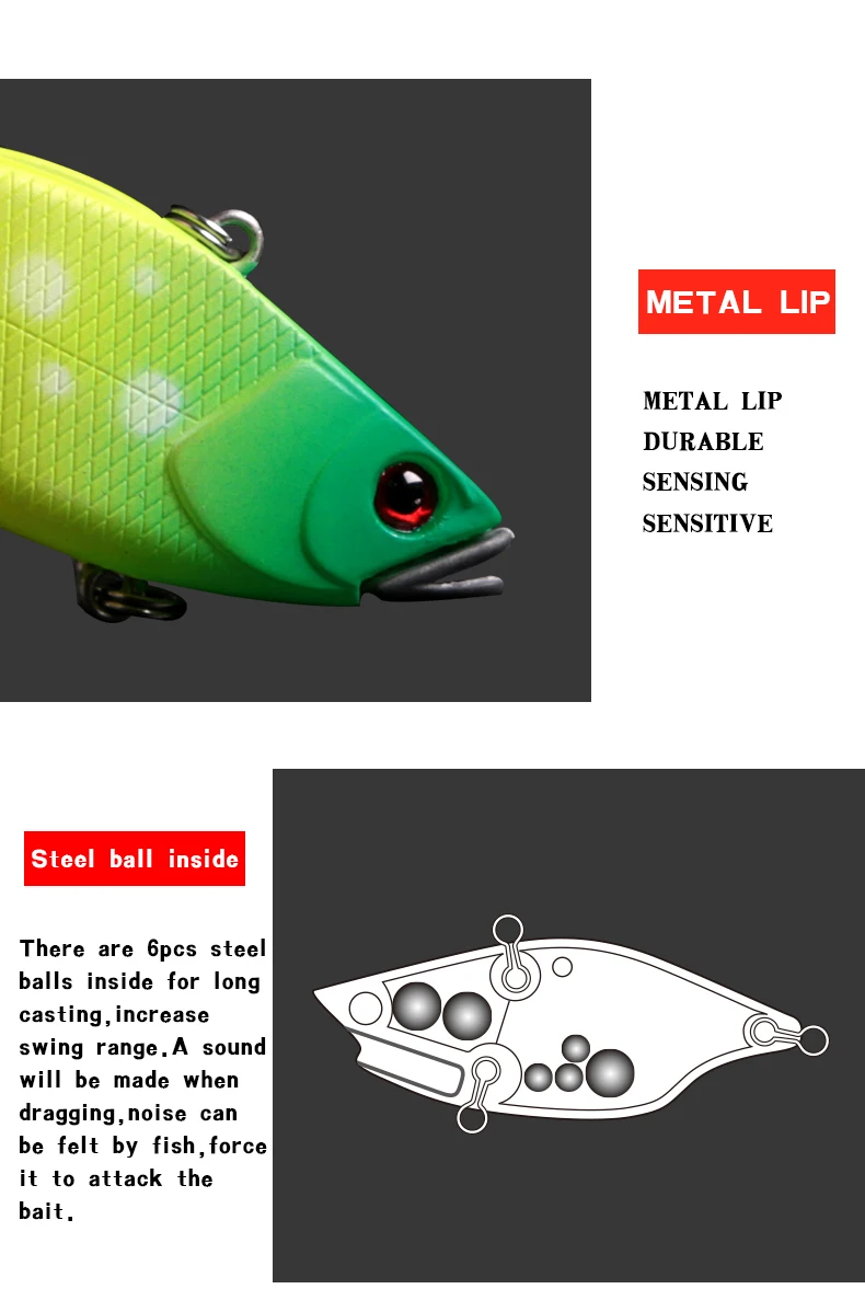 Kingdom Fishing Lure Set With Box 10.5g70mm Slow Sinking Metal Fishing Lures VIB Sets Wobblers Model 5297TZ (3)