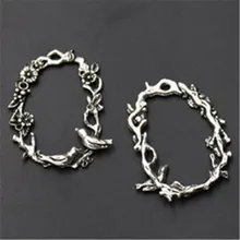 

4pcs Antique Silver Color birds' twitter and fragrance of flowers charm DIY metal necklace bracelet jewelry alloy pendants A998