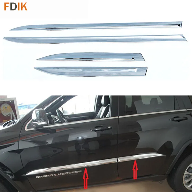 4pcs ABS Chrome Body Door Side Molding Trim Strip Cover Accessories