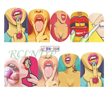 

Nail stickers art decoration slider sexy lips kiss Tongue adhesive design Water decals manicure lacquer accessoires polish foil