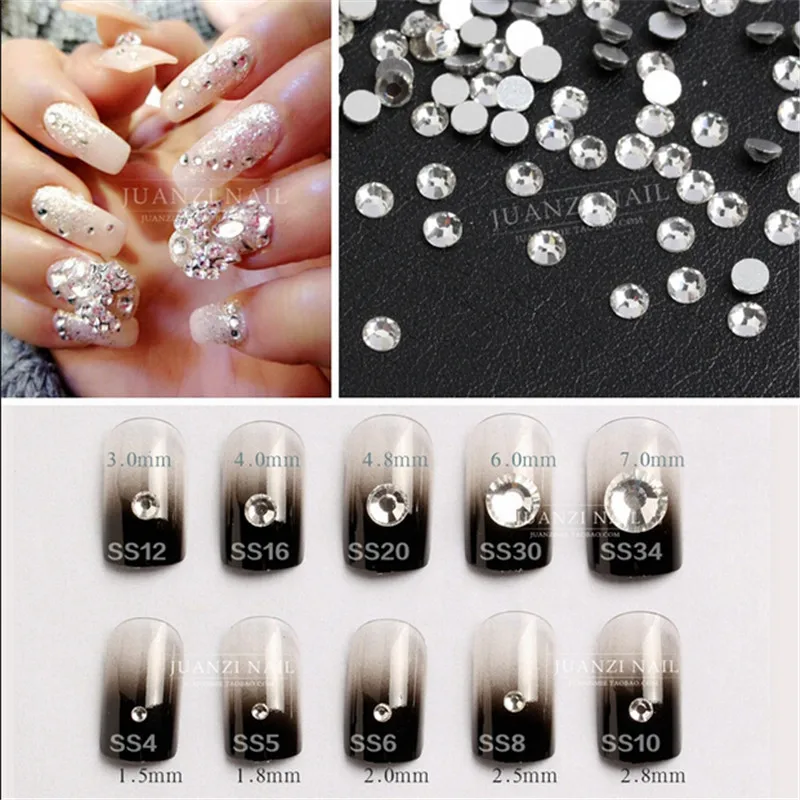 Wholesale ss3 ss40 Flat Back Clear Crystal ( 3d Nail Art decorations ...
