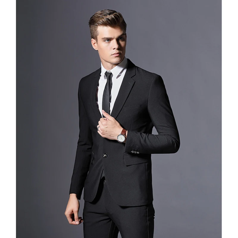 2017 custom Mens Suits Formal Business Blazer wedding Men Groom suit Three Pieces Slim Fit black kingsman two Buttons Clothing | Мужская